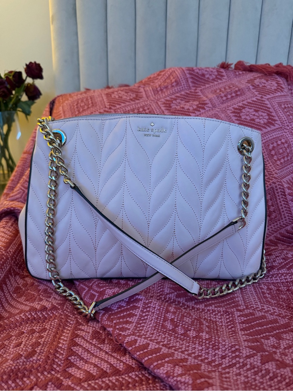 Kate Spade Quilted Leather Shoulder Bag in Pale Pink